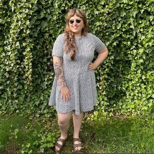 Like New Hutch Black and White Textured Print Fit-and-Flare Dress in Women's XXL